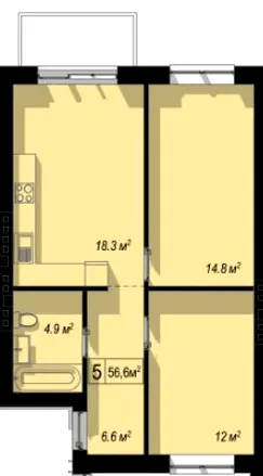 вул. Петриківська, 22 — 56.6 м²