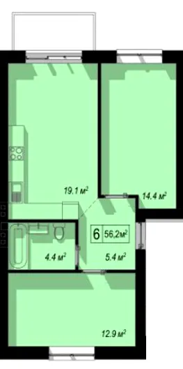 вул. Петриківська, 22 — 56.2 м²