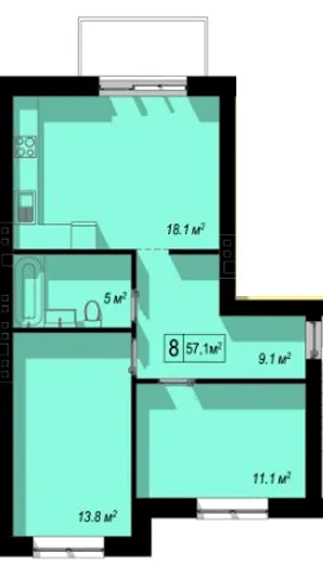 вул. Петриківська, 22 — 57.1 м²