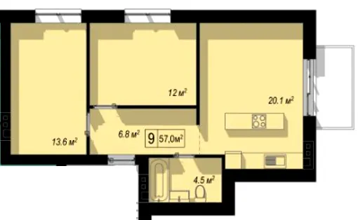 вул. Петриківська, 22 — 57 м²