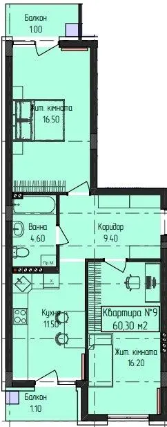 ЖК ГеліосУЖ — 60.3 м²