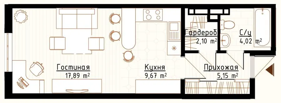 ЖК Нова Англія — 38.8 м²