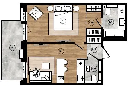 ЖК PARK ROYAL — 48.3 м²