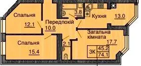 ЖК Софія Клубний — 74 м²