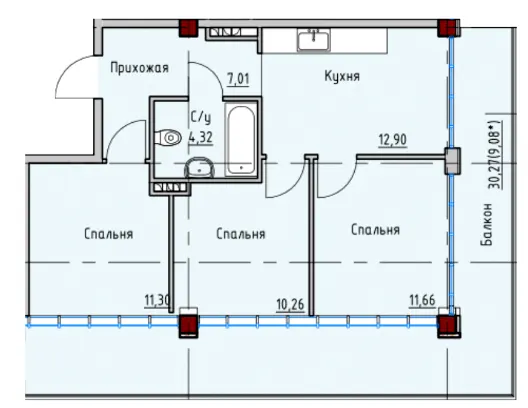 ЖК ITown — 62.6 м²