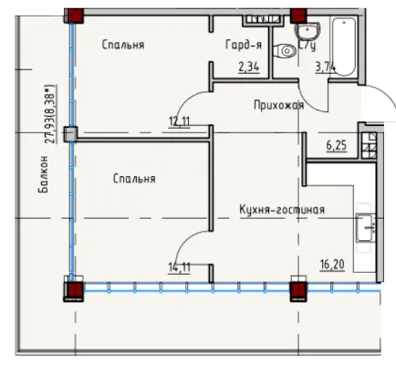 ЖК ITown — 58.9 м²