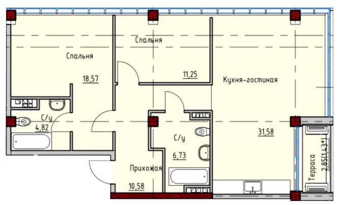 ЖК ITown — 85.3 м²