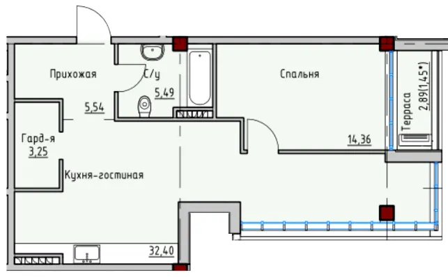 ЖК ITown — 61.4 м²