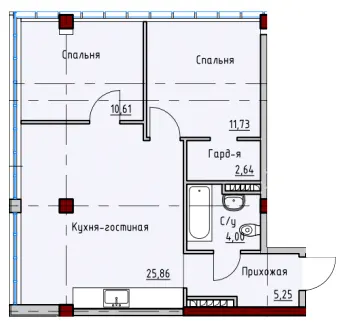 ЖК ITown — 59.2 м²