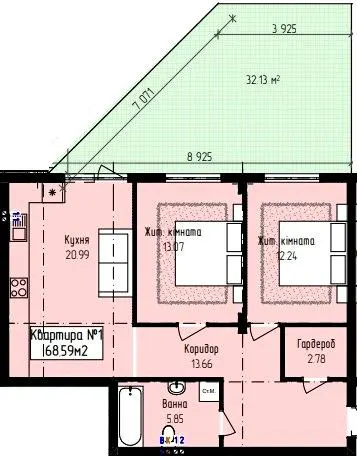 ЖК Зелений — 68.6 м²