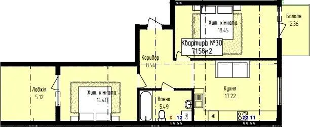 ЖК Зелений — 69.1 м²