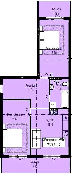 ЖК Зелений — 73.7 м²