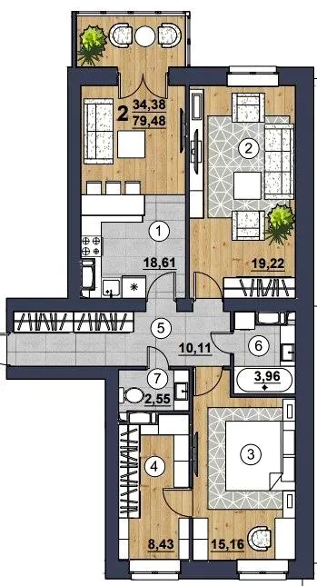 ЖК SCANDINAVIA — 79.5 м²