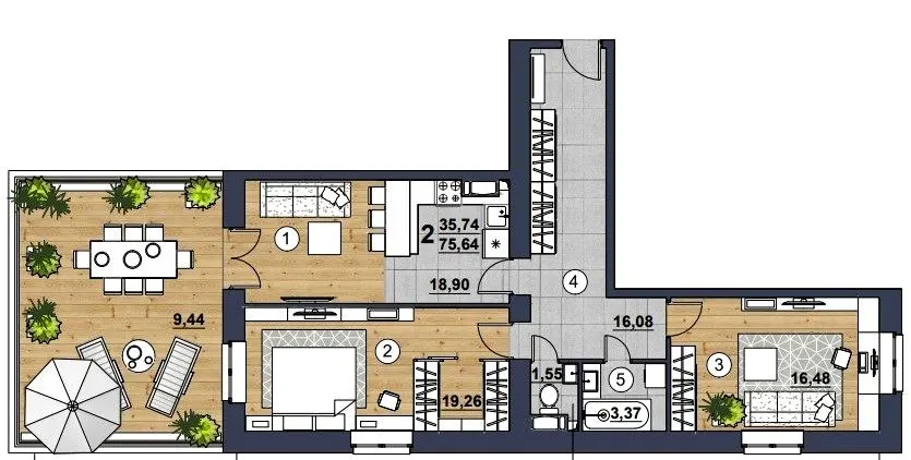 ЖК SCANDINAVIA — 75.6 м²