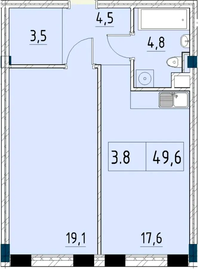 Рішельєвський Пасаж — 49.6 м²
