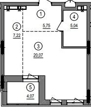 1-кімнатна квартира, 42 м², вул. Литовська, 1, Луцьк — фото 1