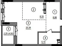 2-комнатная квартира, 45 м², вул. Литовська, 1, Луцк — фото 1
