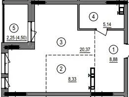 2-комнатная квартира, 45 м², вул. Литовська, 1, Луцк — фото 1