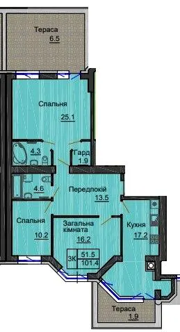 ЖК София Резиденс — 101.4 м²