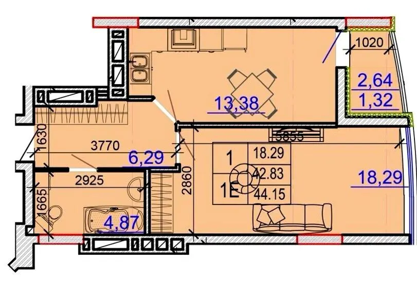 ЖК Grand Palace — 44.2 м²