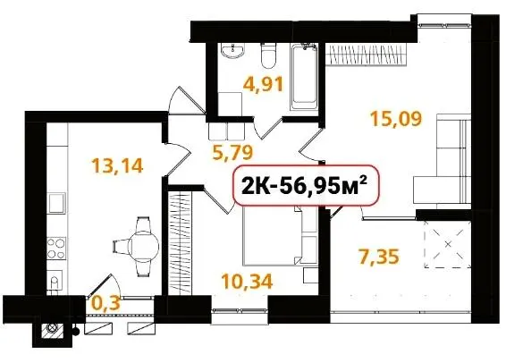ЖК Опришівська Слобода — 57 м²