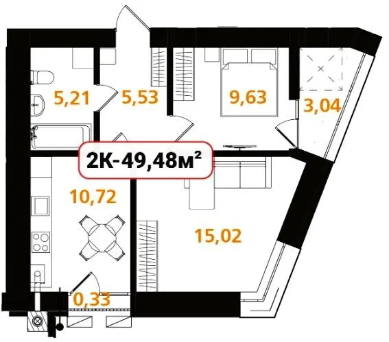 ЖК Опришівська Слобода — 49.5 м²