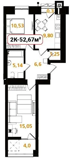 ЖК Опришівська Слобода — 52.7 м²
