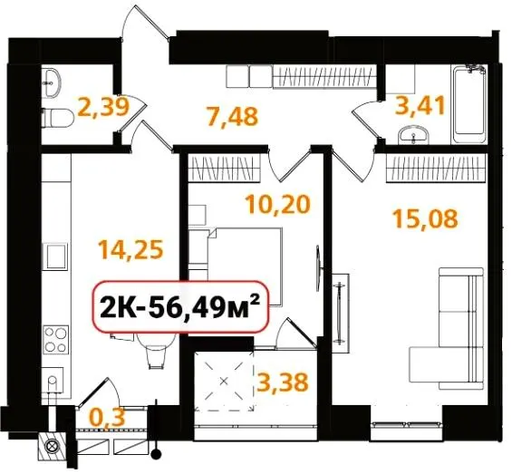 ЖК Опришівська Слобода — 56.5 м²