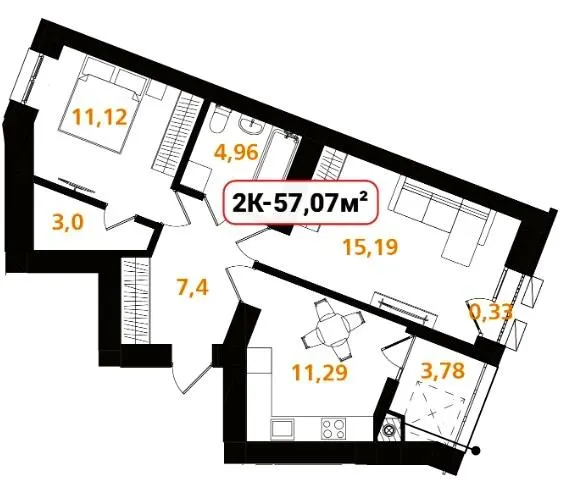 ЖК Опришівська Слобода — 57.1 м²