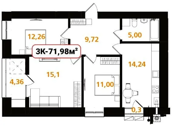 ЖК Опришівська Слобода — 72 м²