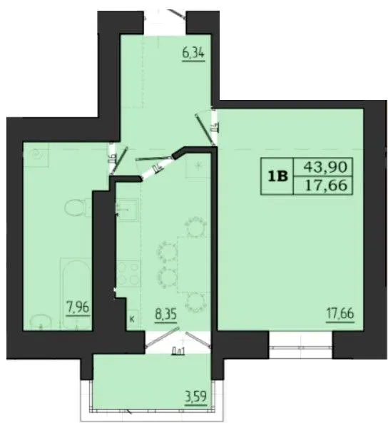 МЖК Сім'я — 43.9 м²