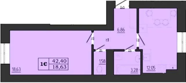 МЖК Сім'я — 42.4 м²