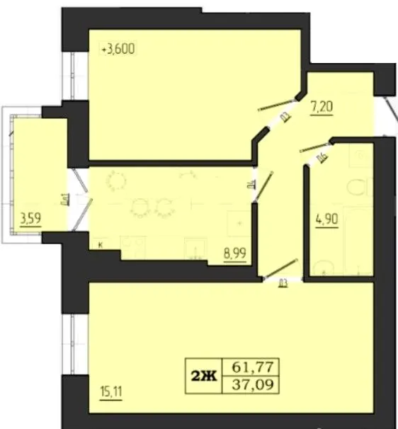 МЖК Сім'я — 61.8 м²