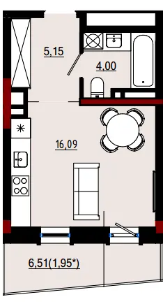 Пространство на Дачній — 27.2 м²