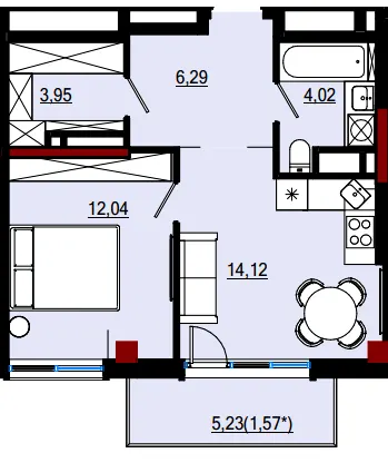 Пространство на Дачній — 42 м²