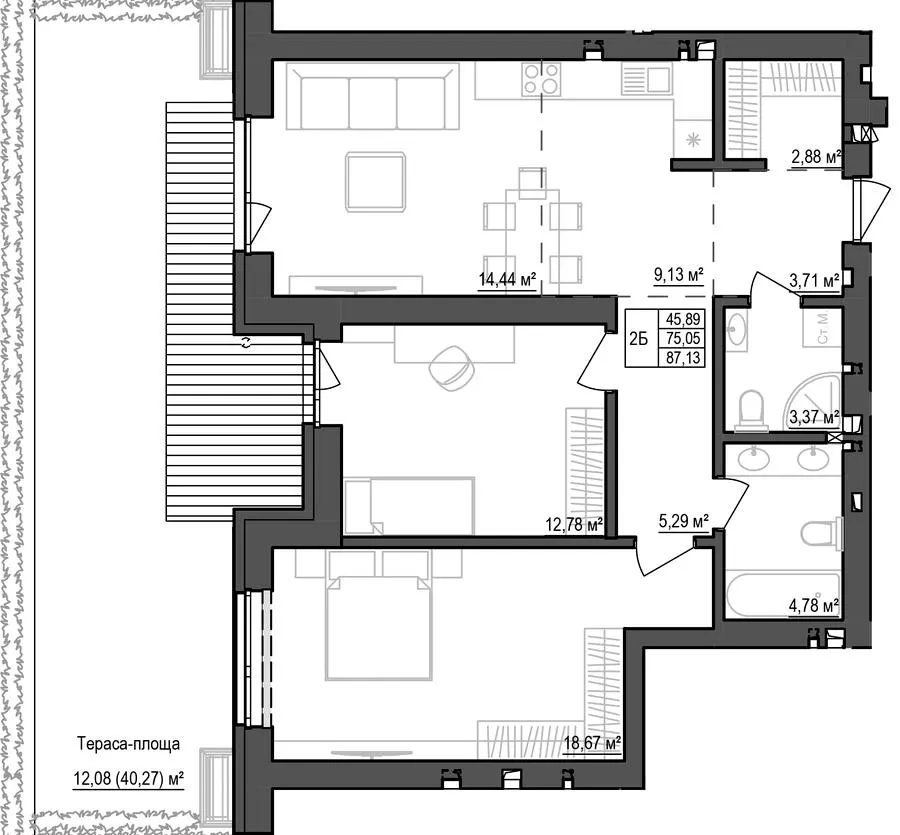 ЖК Park House — 87.3 м²