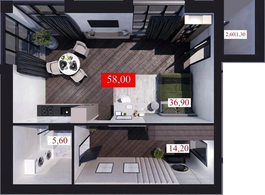 ЖК Club House — 58 м²