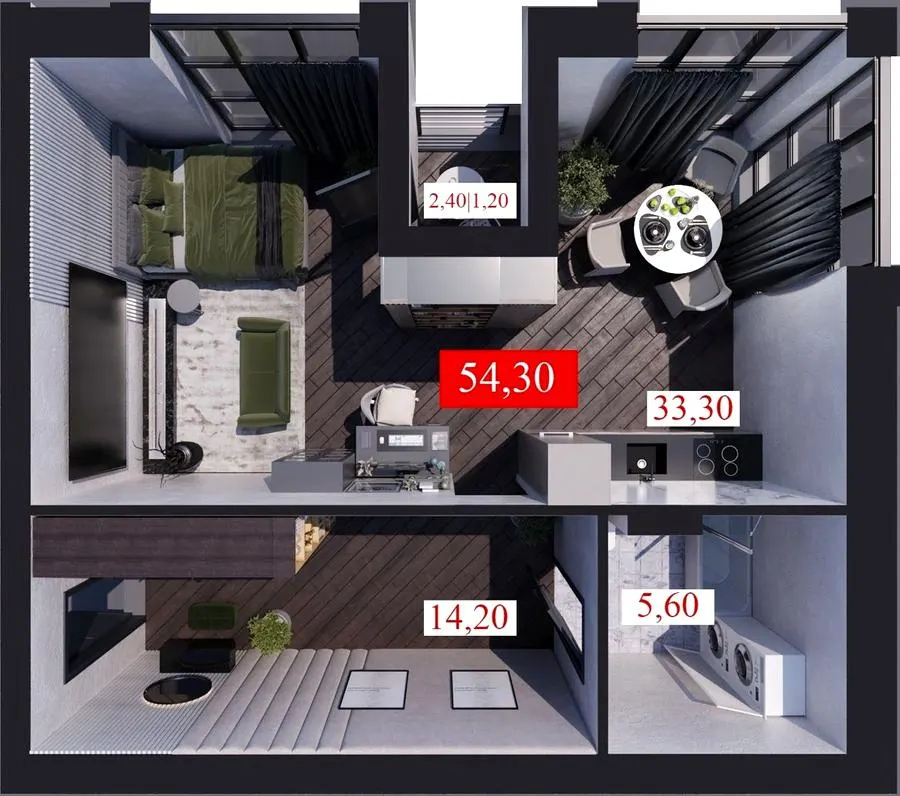 ЖК Club House — 54.3 м²