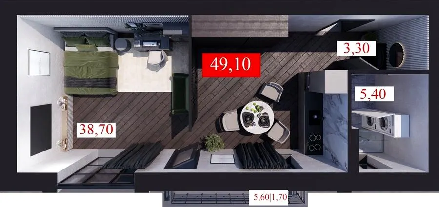 ЖК Club House — 49.1 м²