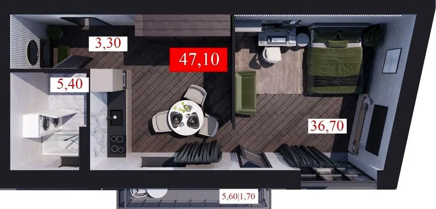 ЖК Club House — 47.1 м²