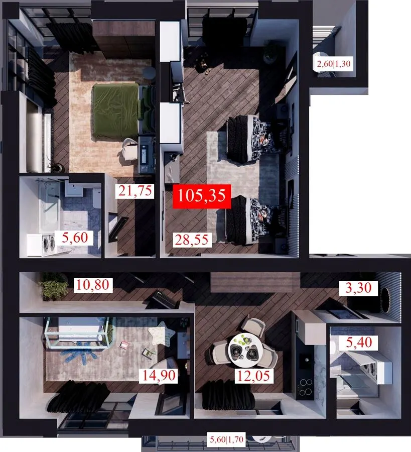 ЖК Club House — 105.4 м²