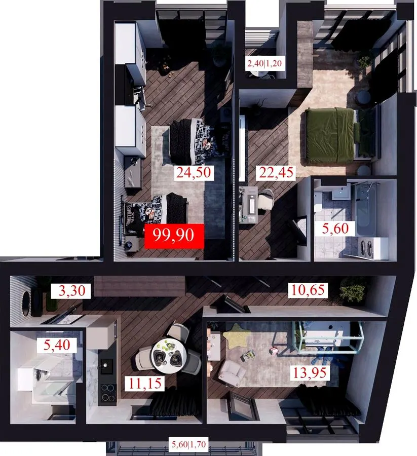 ЖК Club House — 99.9 м²