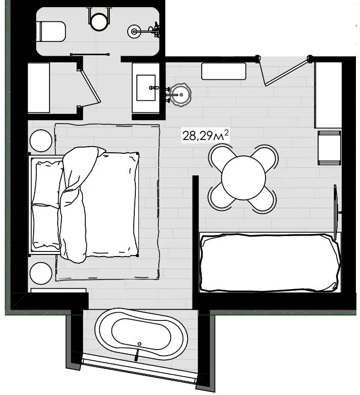 Апарт-комплекс Меланіт Резорт & СПА — 28.3 м²