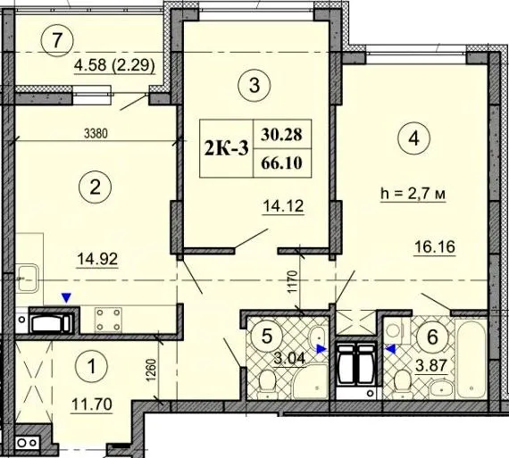 ЖК ОРАНЖЕРЕЯ — 66.1 м²