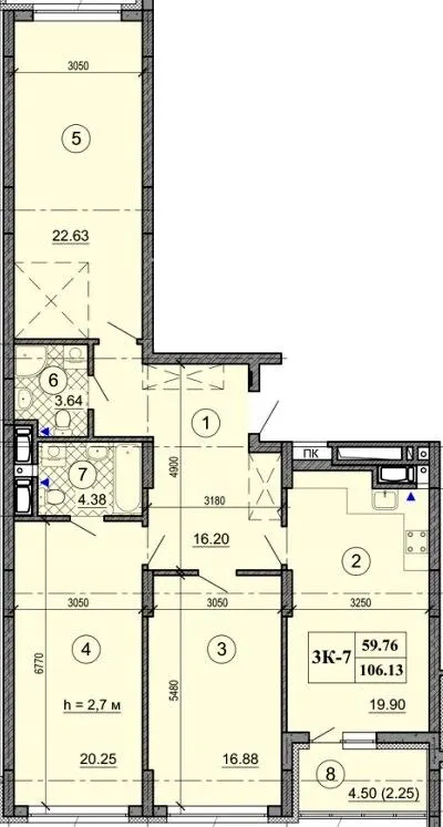 ЖК ОРАНЖЕРЕЯ — 106.1 м²