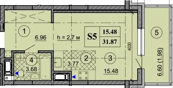 ЖК ОРАНЖЕРЕЯ — 31.9 м²