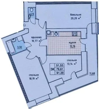 ЖК на Слівенській — 91.3 м²