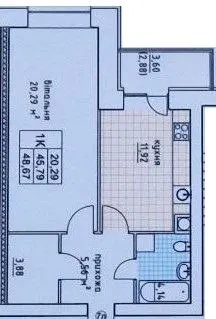 ЖК на Слівенській — 48.7 м²