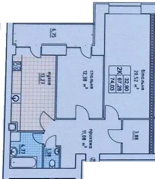 ЖК на Слівенській — 74 м²