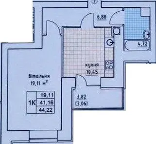 ЖК на Слівенській — 44.2 м²